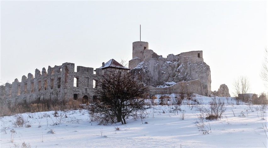 Zamek w Rabsztynie w zimowej szacie, luty 2021