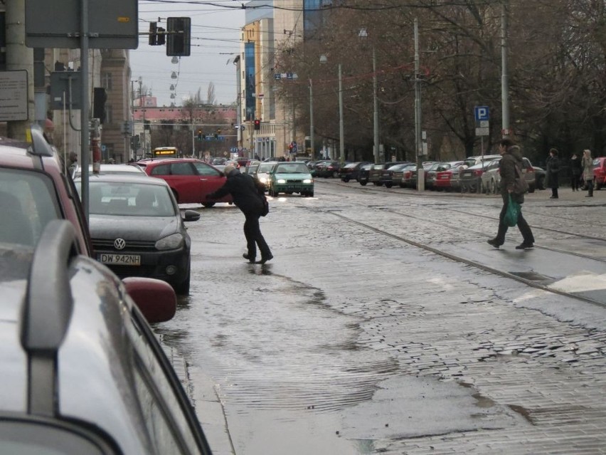 Wrocław: Problemy na pasach przy skrzyżowaniu Krupniczej z Podwalem