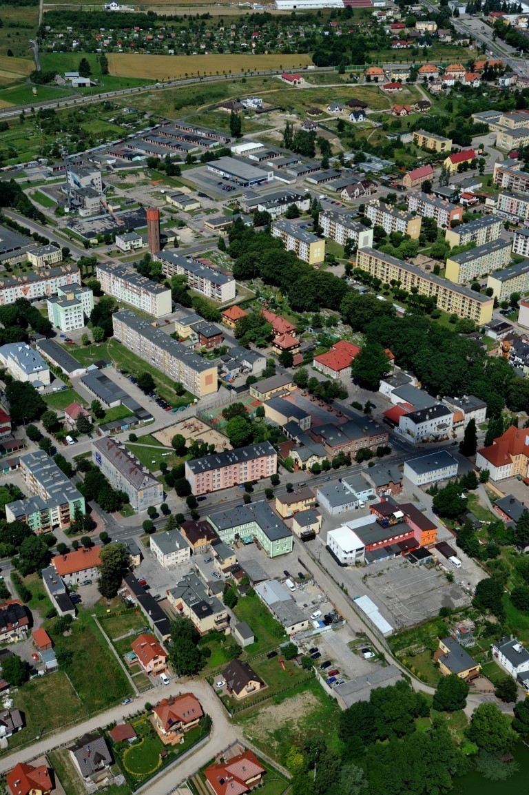 Człuchów z lotu ptaka. Lipiec 2013