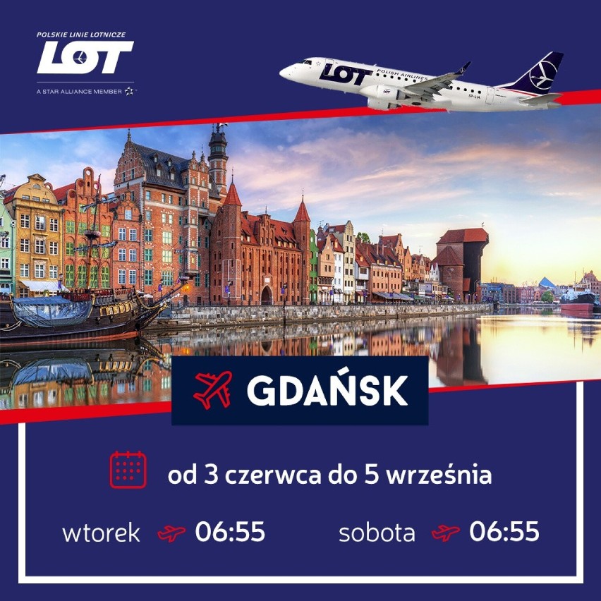 Latem znów polecimy LOT-em z Rzeszowa do Gdańska! Loty będą dwa razy w tygodniu