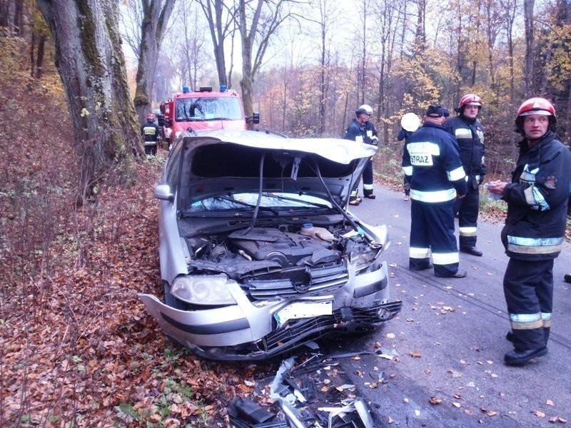 Wypadek samochodowy koło Braniewa - zdjęcia