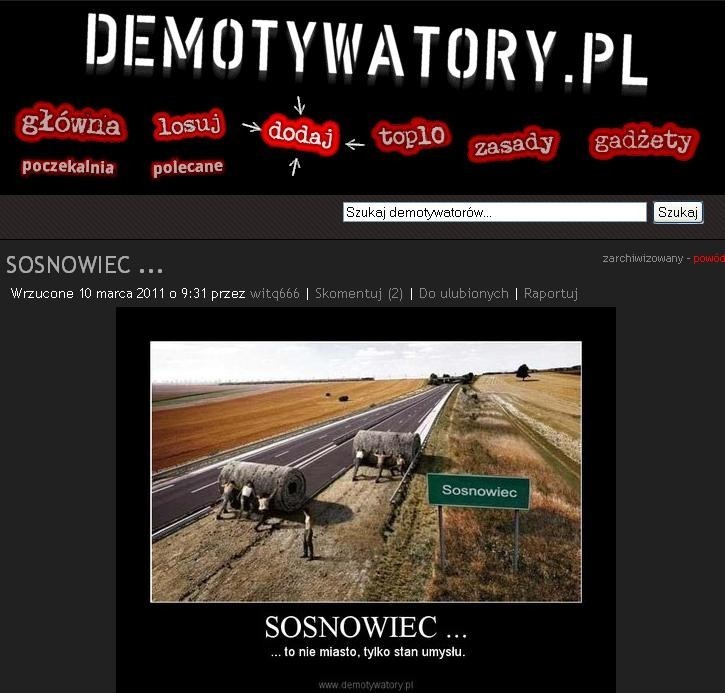 Sosnowiec w serwisie Demotywatory.pl. Z czego się śmiejemy? Co nas demotywuje?