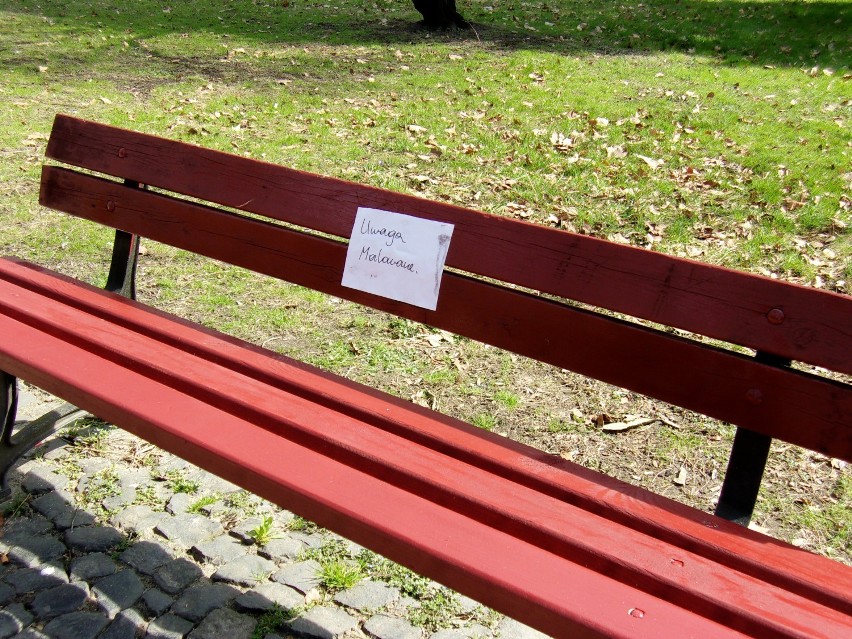 Wybiórcze malowanie ławek w Parku Wiosny Ludów