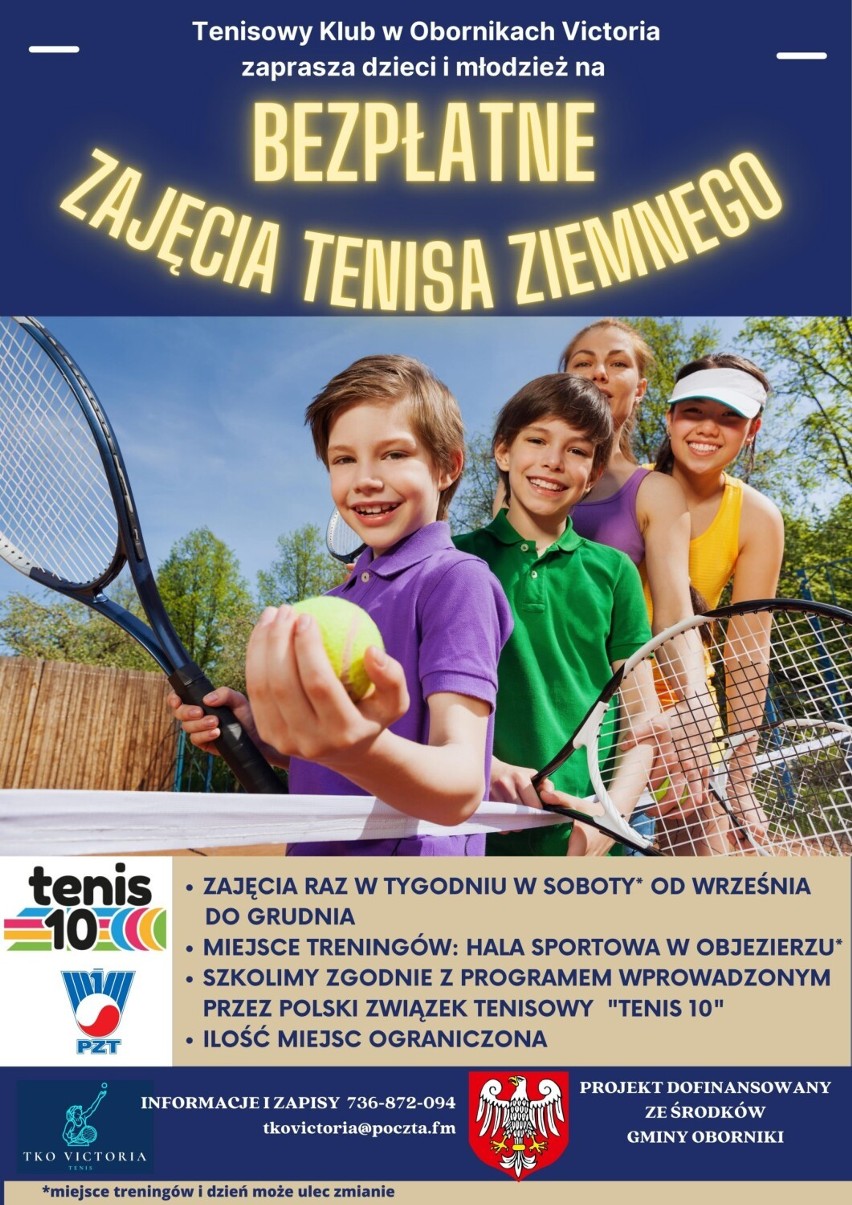 Klub Sportowy Victoria organizuje darmowe zajęcia z tenisa...