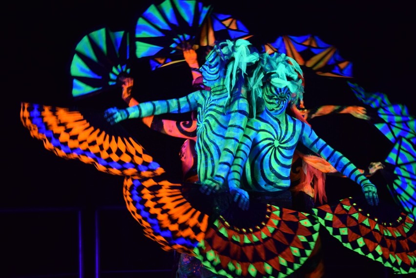 Niesamowite widowisko Teatru Ognia Los Fuegos w Krośnie. Gra kolorów i świateł oraz akrobacje zachwyciły widzów [ZDJĘCIA]