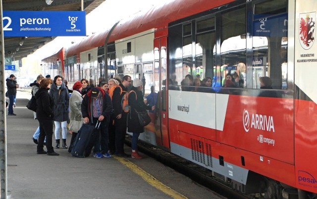 Wczoraj po południu pociągi Arrivy z grudziądzkiego dworca PKP odjeżdżały, na szczęście, o czasie