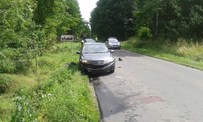 Wypadek z udziałem motocyklisty w Skarszewie