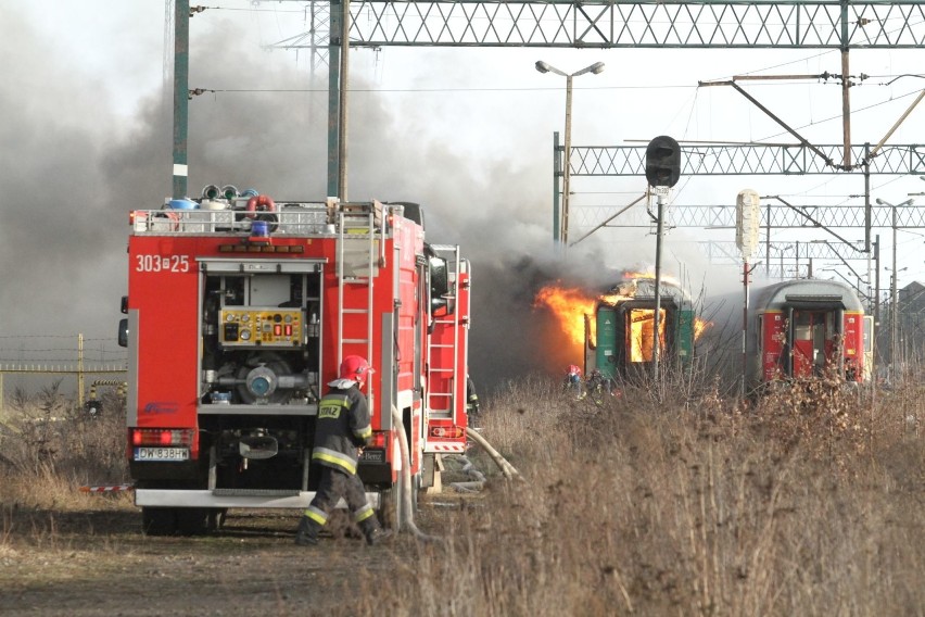 Pożar pociągu na stacji Wrocław Główny