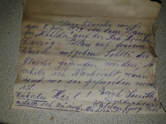 List w butelce autorstwa Ericha Sanittera "szukał" adresata przez 90 lat