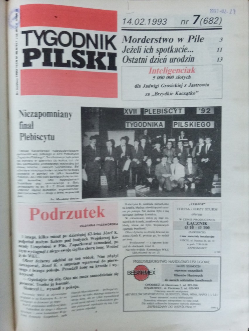 Grypa, narkotyki, łańcuszek szczęścia i Nyska. Tygodnik Pilski, 1993 rok