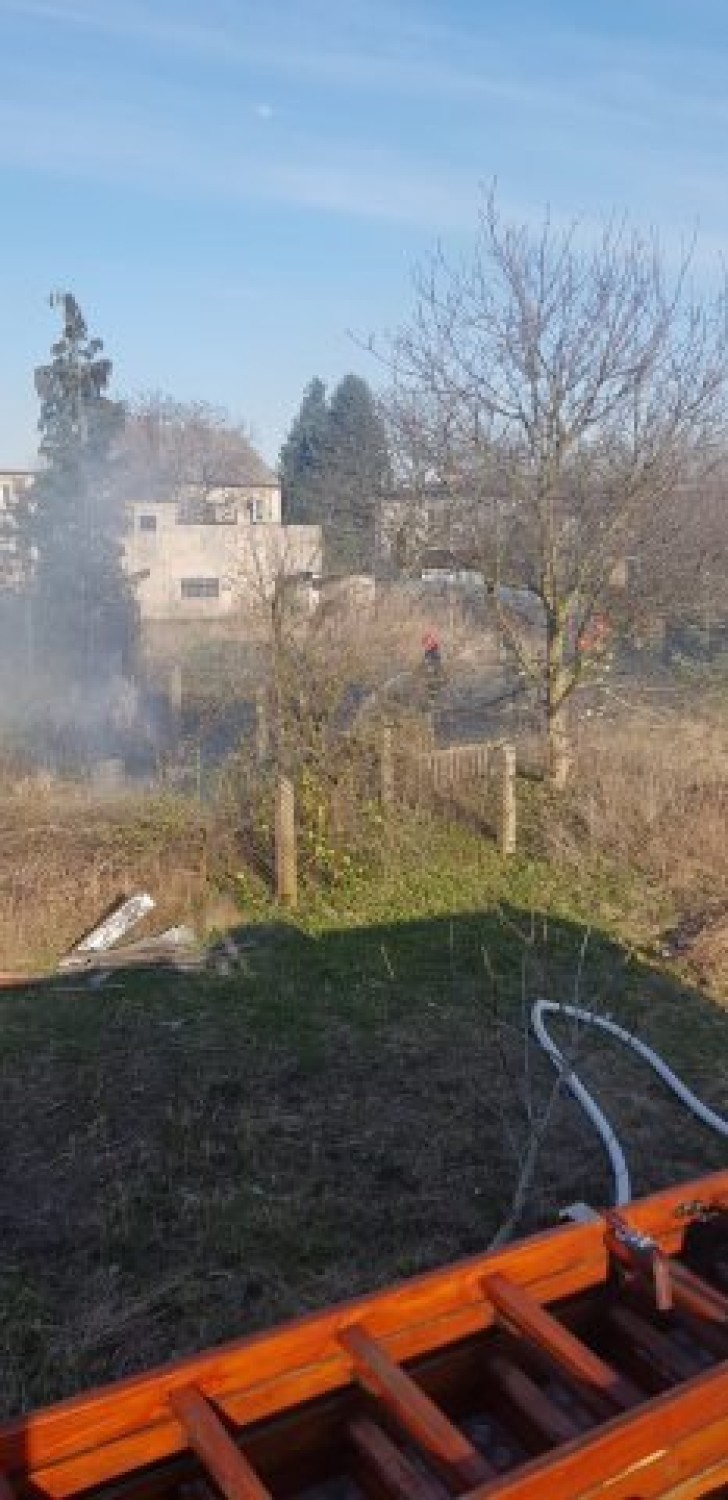 Pożar roślinności na prywatnej posesji w Lublińcu...