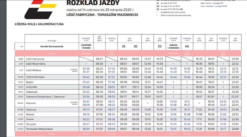 Korekta rozkładu jazdy ŁKA. Do Tomaszowa wracają pociągi odwołane przez epidemię [ AKTUALNY ROZKŁAD]