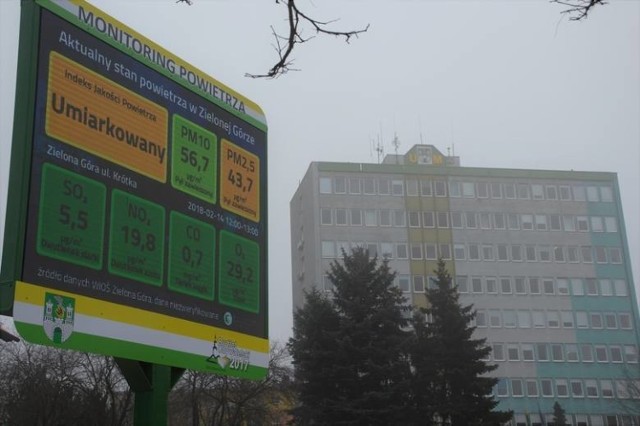 Stacja pomiaru jakości powietrza w Zielonej Górze przy ulicy Krótkiej. Obecnie powstaje druga - na rogu ulicy Wyszyńskiego i Węgierskiej.