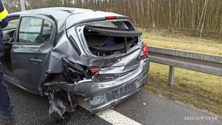 Wypadek na autostradzie A1 w miejscowości Olsze, niedaleko Gniewa