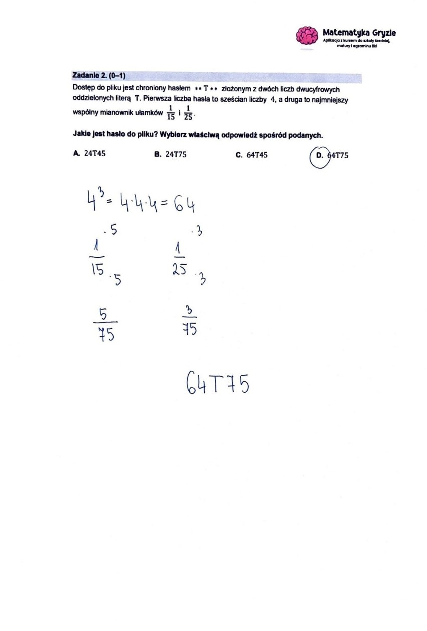 Egzamin ósmoklasisty z matematyki - odpowiedzi