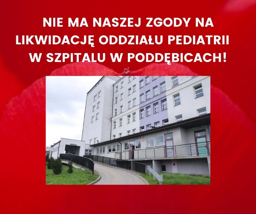 Oddział pediatrii w szpitalu w Poddębicach zamknięty. Jest protest. Co było powodem decyzji? ZDJĘCIA