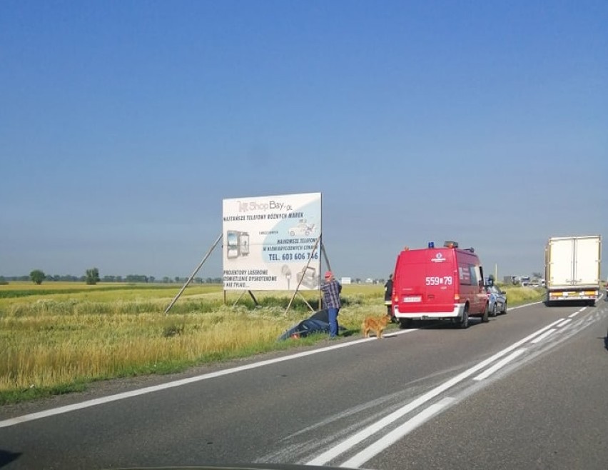 Wypadek na piątce. Utrudnienia na trasie ze Strzegomia w kierunku A4 (ZDJECIA)