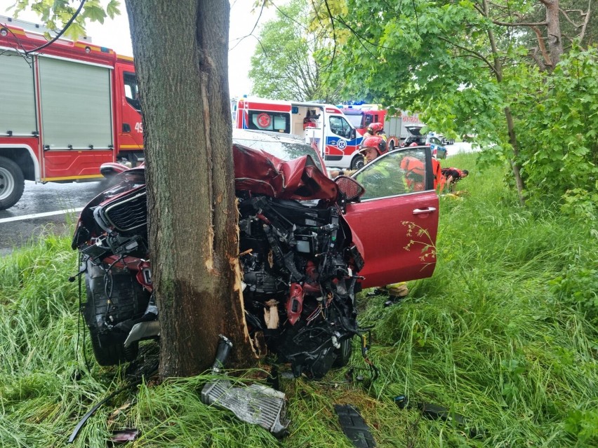 Kia sportage po zderzeniu się z drzewem na drodze krajowej...