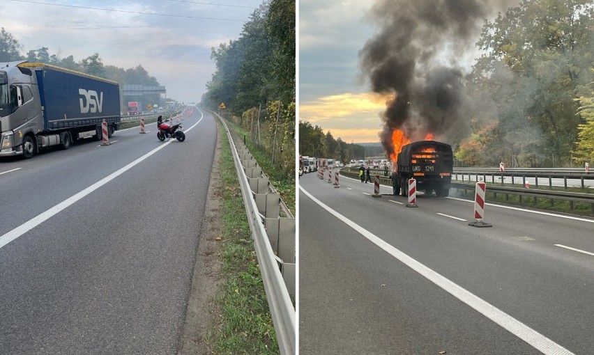 Pożar ciężarówki na autostradzie A6. Ogromne utrudnienia w...