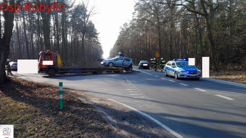 Pracowity dzień strażaków ochotników z Kobylina. Gasili pożar i zabezpieczali miejsce wypadku [ZDJĘCIA]