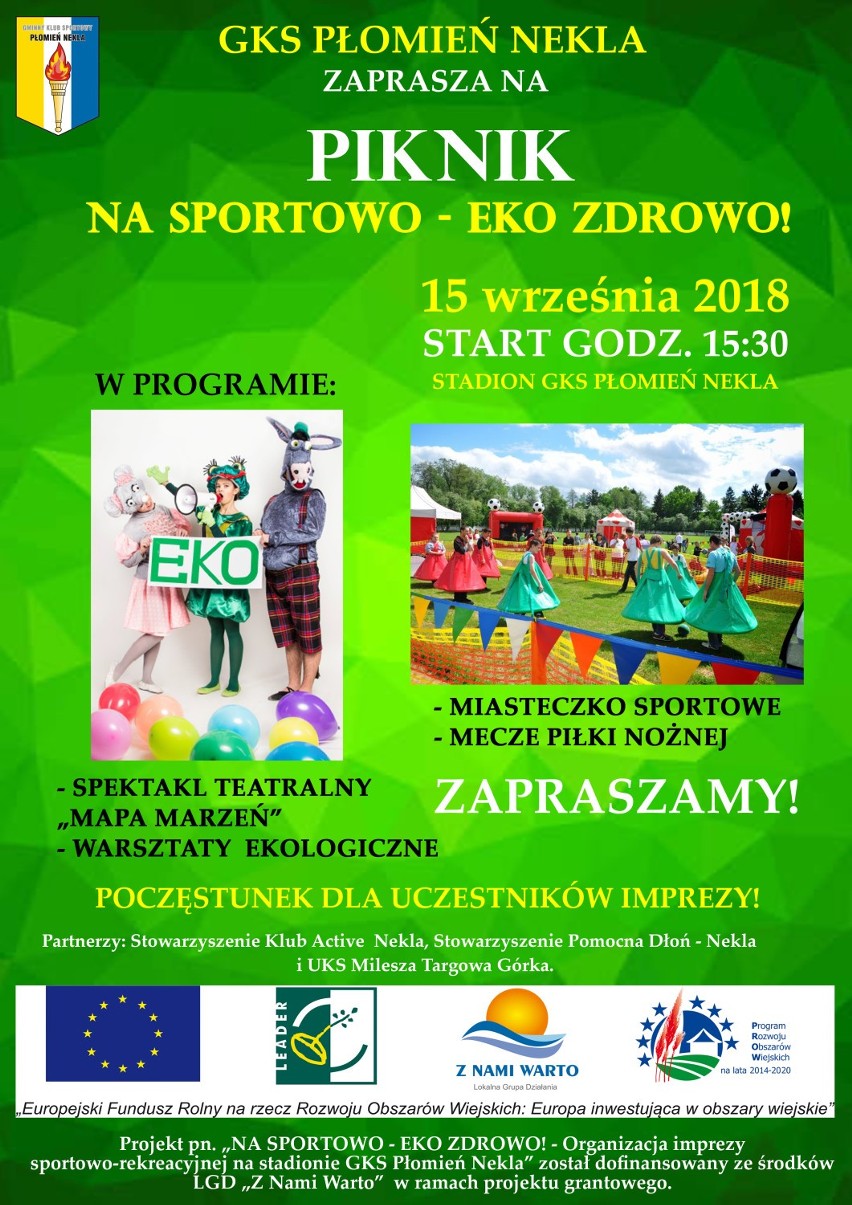 Sportowy piknik przygotowany przez GKS Płomień Nekla....