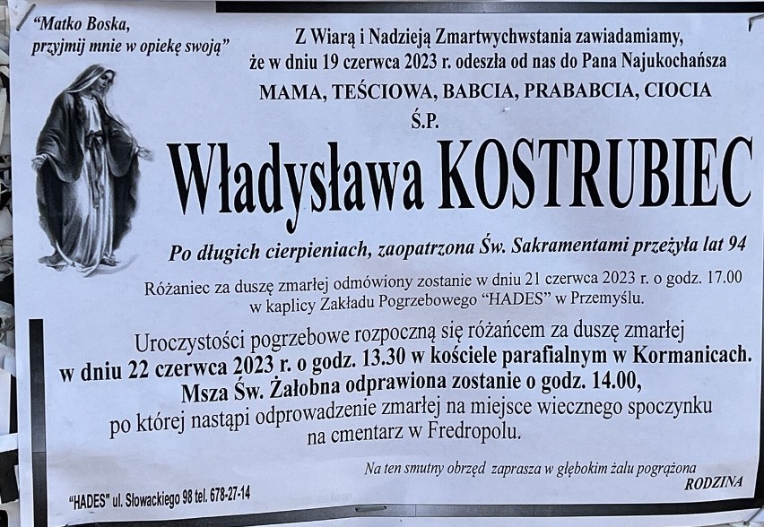 Klepsydry zmarłych mieszkańców Przemyśla i powiatu przemyskiego [21 CZERWCA]