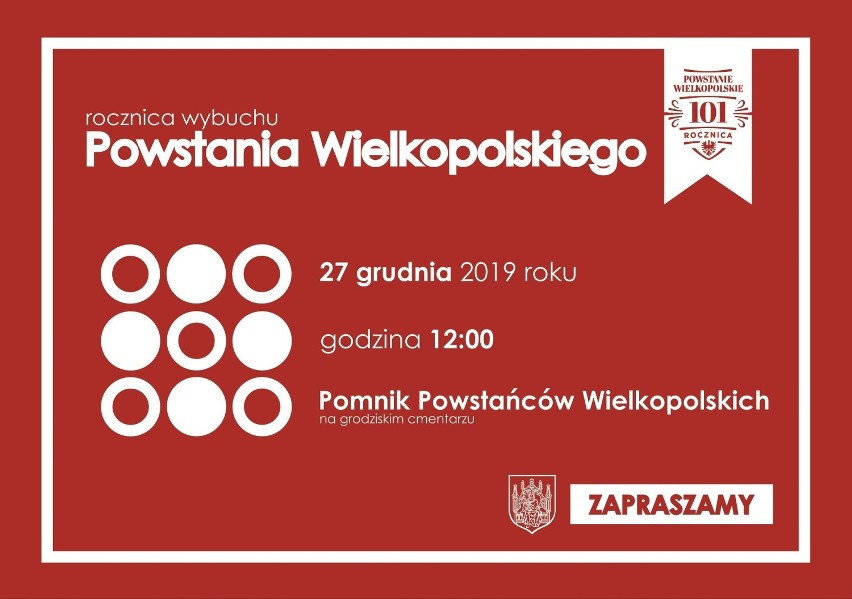 Burmistrz zaprasza do wspólnego uczczenia 101 rocznicy wybuchu zwycięskiego  Powstania Wielkopolskiego