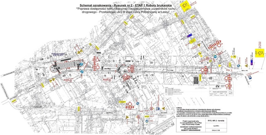Od poniedziałku zamknięte ulice i zmiana organizacji ruchu w centrum Łasku. Zobacz plan