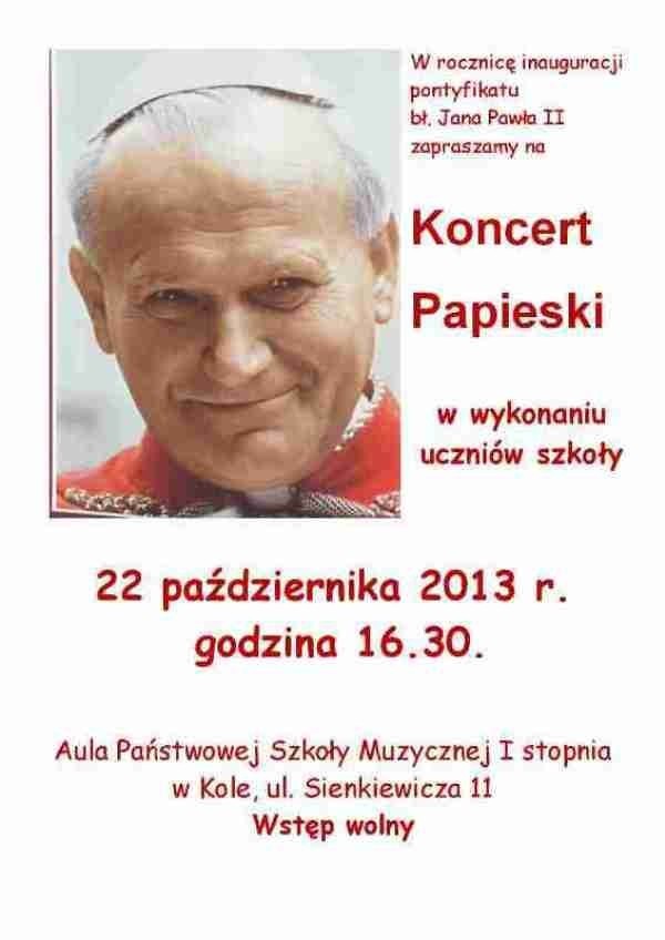 Szkoła Muzyczna w Kole organizuje Koncert papieski