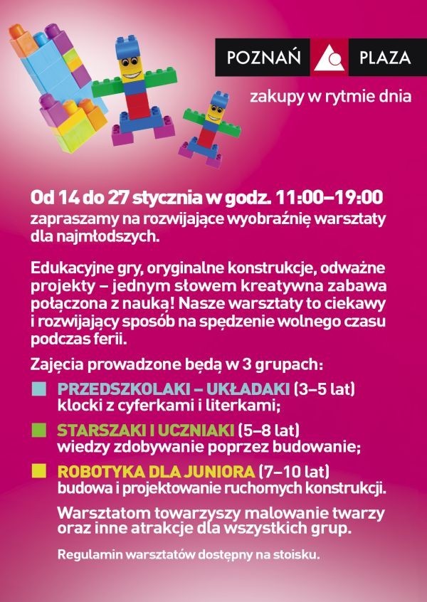 Hocki-klocki w Poznań Plaza. Kreatywne ferie dla dzieci, 14-27 stycznia