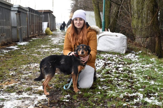 Na zdjęciu Agata Szymonik z podopiecznym przytuliska Bakcylem