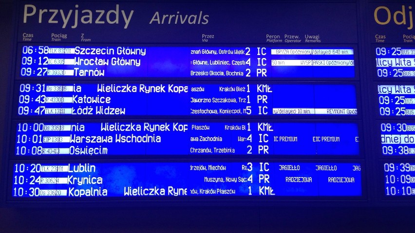 Pociąg "Bryza" ze Szczecina do Krakowa opóźniony o ponad 11 godzin