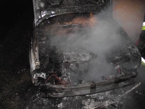 Pożar samochodu w Ociążu