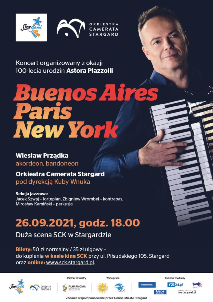 Orkiestra Camerata Stargard pod dyrekcją Kuby Wnuka zaprasza na niedzielny koncert. Wiesław Prządka zagra na akordeonie i bandoneonie