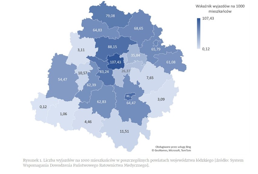 Ratownicy medyczni podsumowali 2022 rok w Łódzkiem. Ile było wyjazdów, gdzie najwięcej, jakie schorzenia? Raport WSRM w Łodzi INFOGRAFIKI