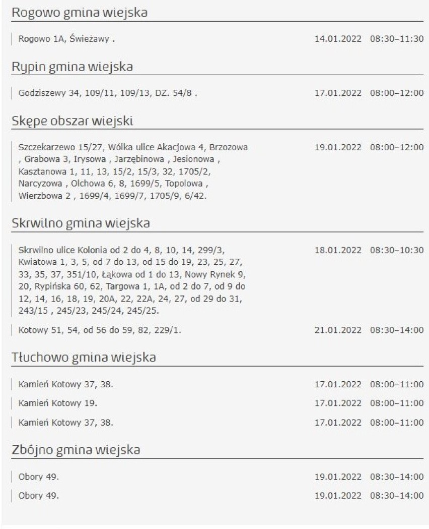 Wyłączenia prądu w Kujawsko-Pomorskiem. Wiemy gdzie i kiedy [miasta, gminy - 18 stycznia 2022]