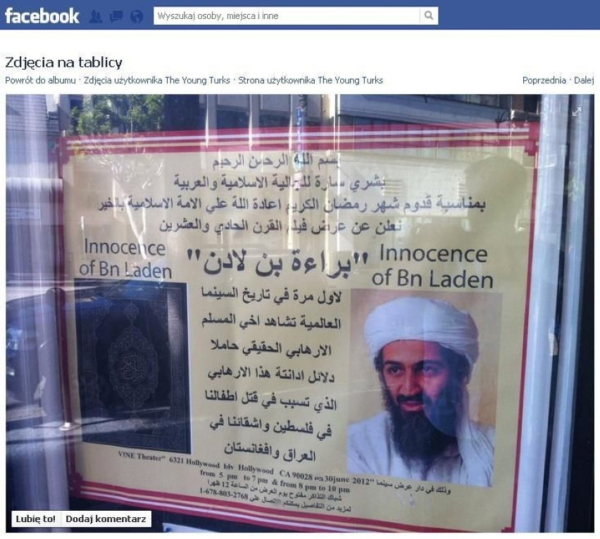 Plakat filmu "Niewinność Bin Ladena", opublikowany przez The...