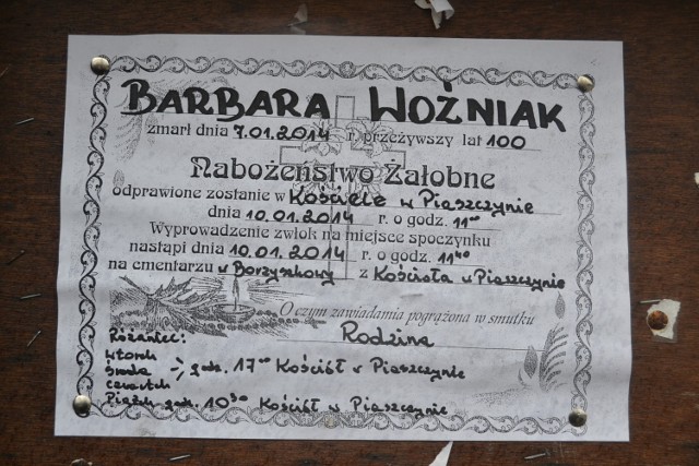 Nie żyje Barbara Woźniak. Miała 100 lat. Zostanie pochowana w Borzyszkowach