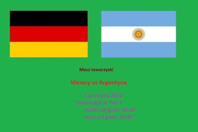 Flaga Niemiec i Argentyny. Towarzyski mecz Niemcy - Argentyna - 3.09.2014