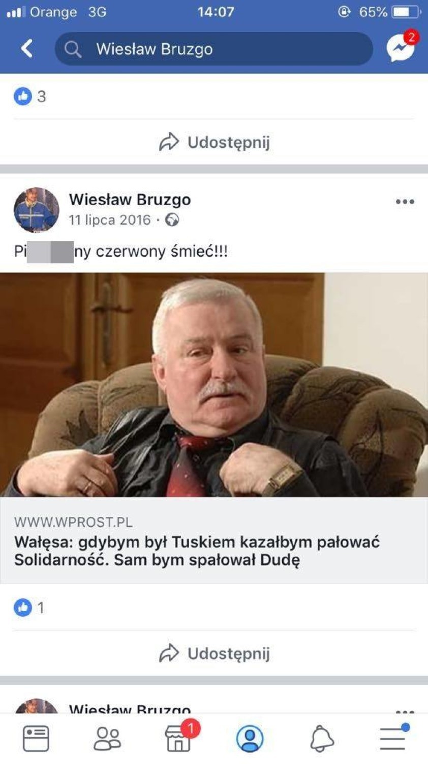 Wiesław Bruzgo sieje nienawiść w internecie