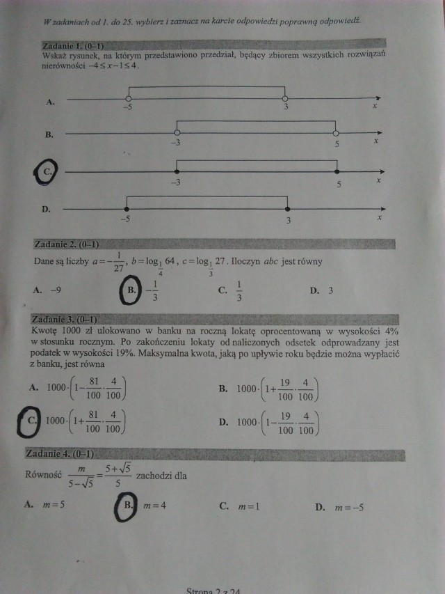 Matura 2015 matematyka poziom podstawowy [ARKUSZE, ODPOWIEDZI]