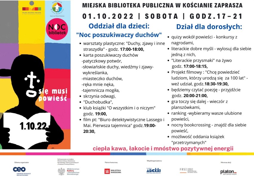 "To się musi powieść!" Już w najbliższą sobotę noc bibliotek w Miejskiej Bibliotece Publicznej w Kościanie