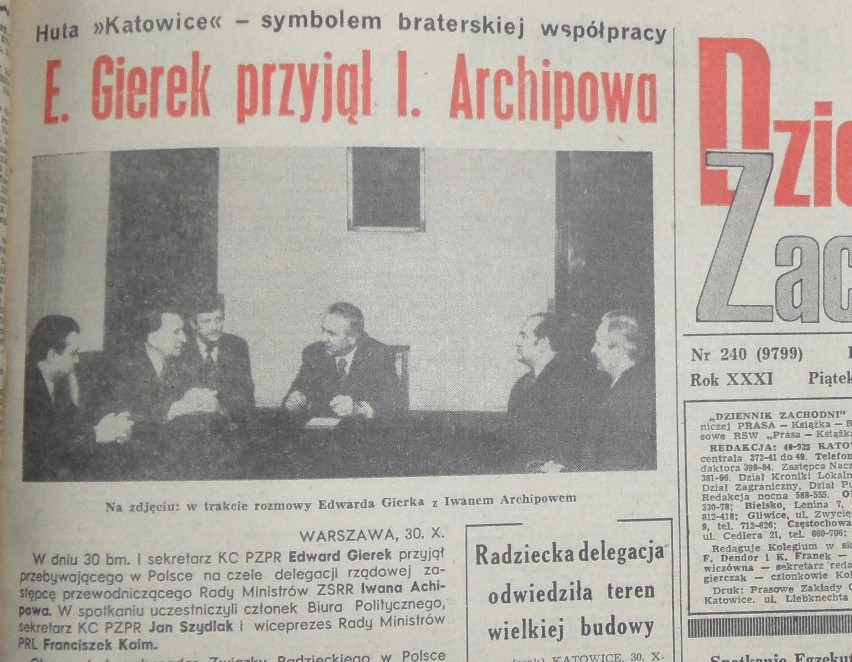 Dziennik Zachodni z 31 X 1975: Huta Katowice to jedna z...