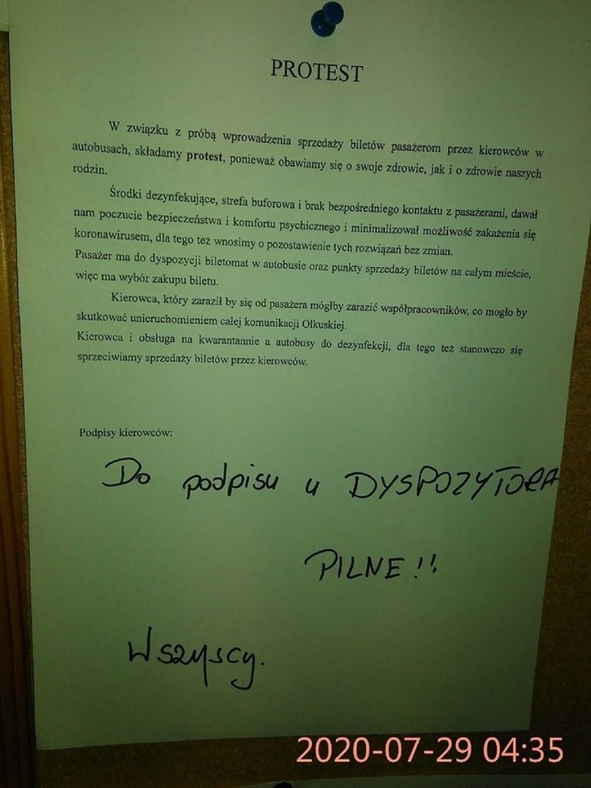  Olkuskie. Kierowcy autobusów muszą sprzedawać bilety pasażerom, a nie chcą tego robić