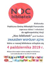 Noc bibliotek w piątek w bibliotece w Mikołajkach Pomorskich