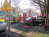 Wypadek na ulicy Poznańskiej w Kaliszu. Jedna osoba ranna. ZDJĘCIA