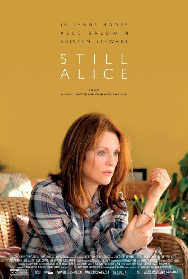 "Motyl. Still Alice" 

Życie Alice Howland, wykładowczyni Uniwersytetu Columbia, jest spokojne, ustabilizowane i szczęśliwe. Wraz z mężem ma troje dorosłych i dorastających dzieci - Annę, Toma i najmłodszą - Lydię. I kiedy wydaje się, że nic nie zmąci rodzinnego szczęścia, mająca drobne problemy z pamięcią Alice otrzymuje od lekarza druzgocącą diagnozę - choruje na rzadką odmianę dziedzicznego Alzheimera. Dramat paraliżuje życie rodziny. Anna jest matką bliźniąt, a każde z dzieci Alice jest zagrożone chorobą. 
Rolę głównej bohaterki zagrała Julianne Moore - i otrzymała za nią Oscara dla najlepszej aktorki pierwszoplanowej, Złoty Glob, nagrodę BAFTA, Independent Spirit Award, czyli wszystkie wyróżnienia przyznawane przez krytyków oraz twórców filmowych. Popularnej aktorce towarzyszą m.in. Alec Baldwin i Kristen Stewart. "Minimalnymi środkami film porusza do głębi. Mamy tu do czynienia z dość klasyczną fabułą, która nie jest ani ckliwa, ani drastyczna w ukazywaniu postępu choroby. Teoretycznie nic jej nie wyróżnia. A jednak ma w sobie siłę - sprawia wrażenie niezwykle szczerej - czytamy w recenzji. "Jest to film o osobie doświadczonej przez chorobę Alzheimera dotykającą całą rodzinę, która musi się z nią zmagać" - dodaje internauta w serwisie Stopklatka.pl Twórca filmu Richard Glazier zmarł w wyniku stwardnienia rozsianego trzy tygodnie po tym, jak jego gwiazda otrzymała statuetkę Akademii Filmowej.