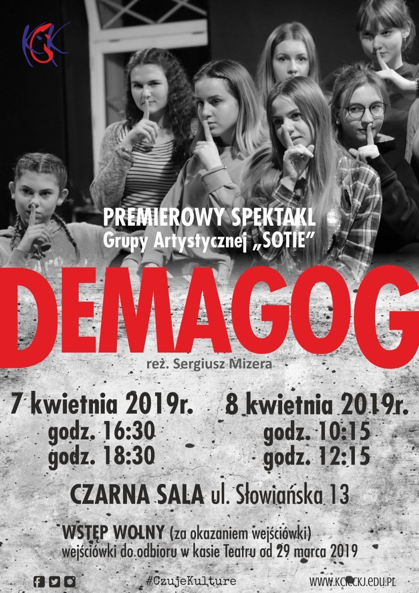 Spektakl "Demagog" w Czarnej Sali. Debiut teatralny grupy artystycznej Sotie 