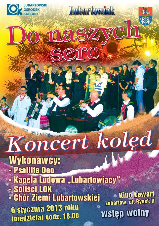 6 stycznia Lubartowski Ośrodek Kultury zaprasza na koncert kolęd.