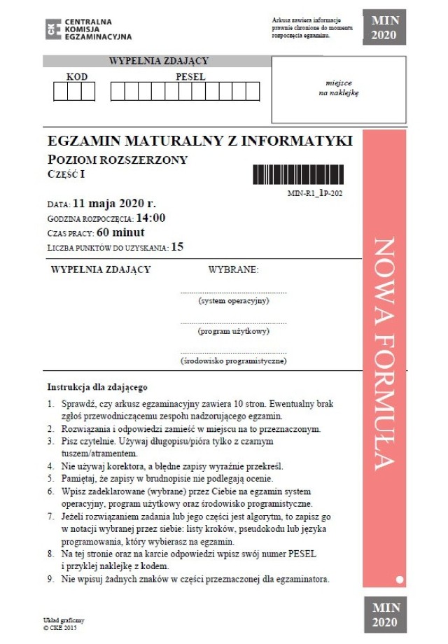 Matura 2020 informatyka rozszerzona. Odpowiedzi, arkusz CKE. Sprawdź, co  było na egzaminie z informatyki na p. rozszerzonym 17.06.2020 | Dziennik  Bałtycki